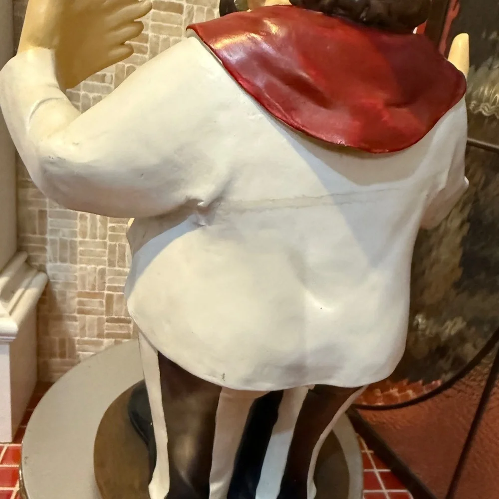 Vintage Polystone Kitchen Chef Wine Bottle Holder with Black and White Outfit